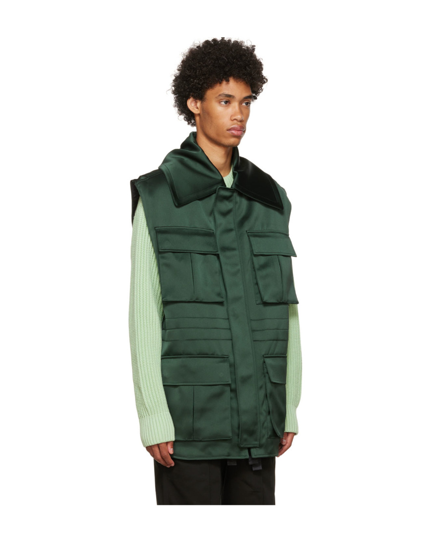 Ami Alexandre Mattiussi Pocket-detail Flared Gilet In Green