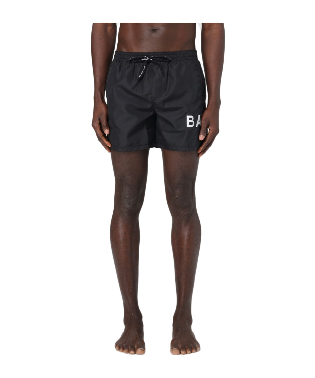 BALMAIN LOGO-PRINT SWIM SHORTS