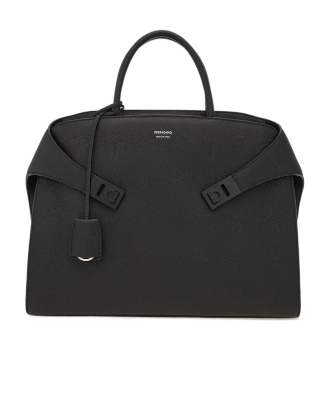 Ferragamo Hug Briefcase In Black