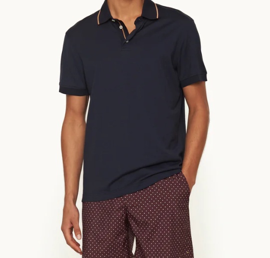 Orlebar Brown Classic Fit Stripe Tipping Collar Polo Shirt In Black