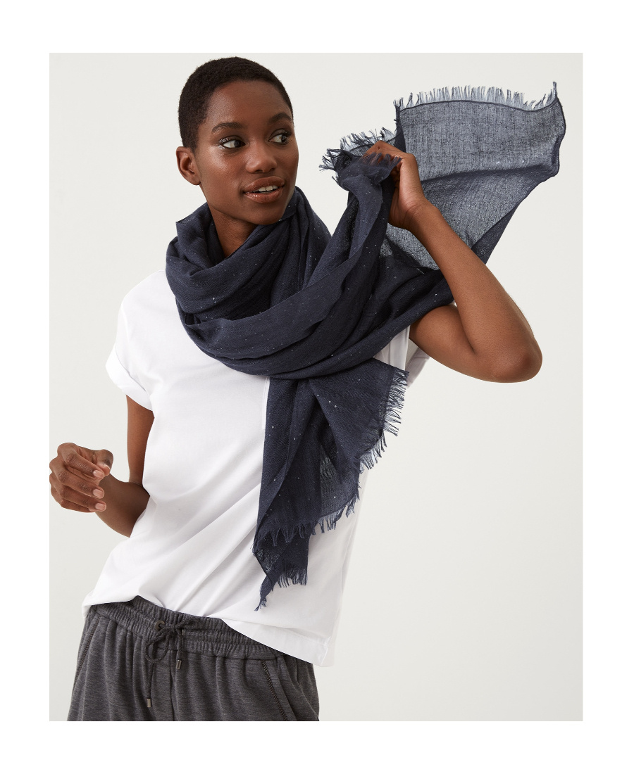 Brunello Cucinelli Stud Detailing Scarf In Black