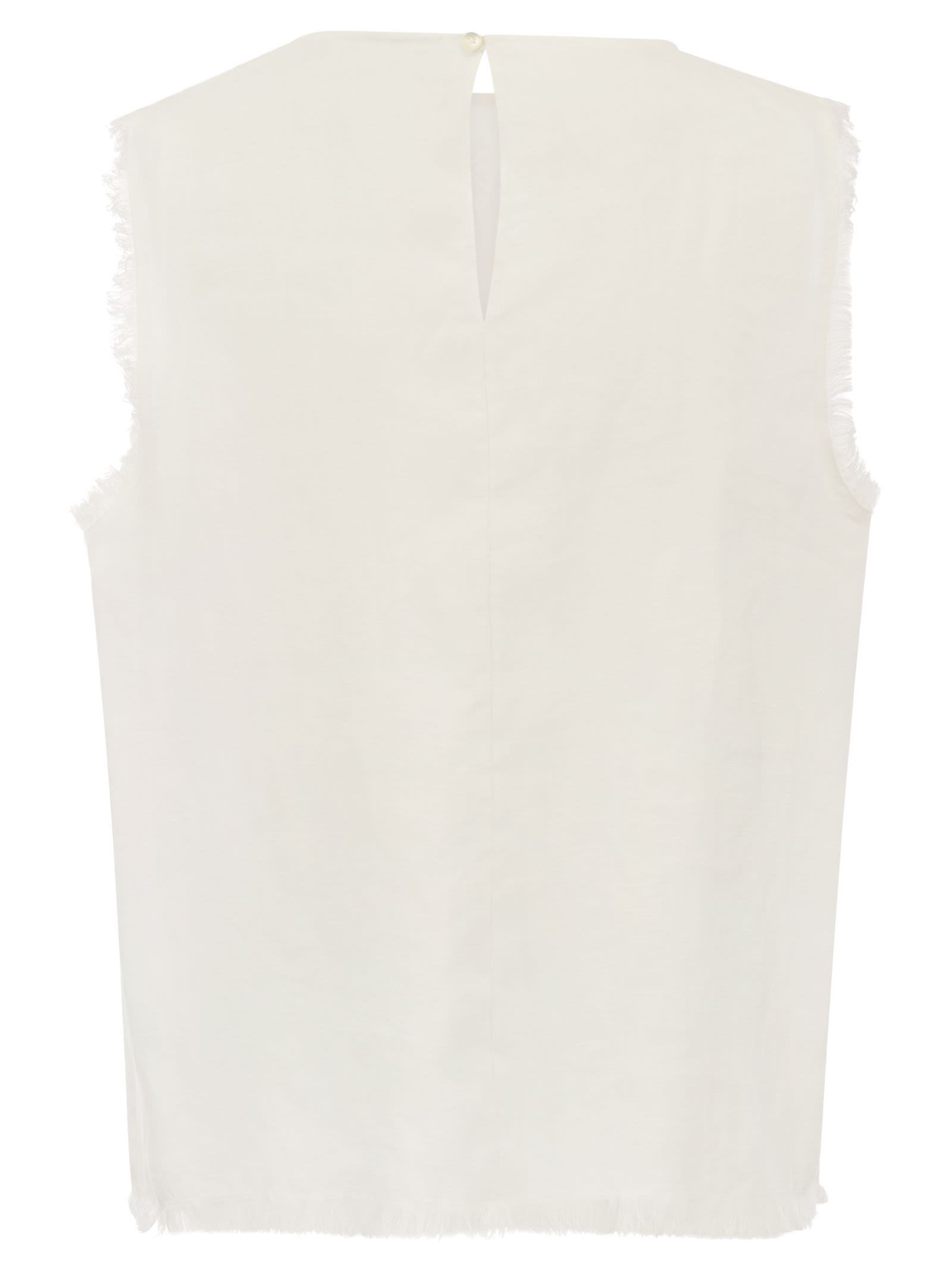Antonelli Firenze Adrien Linen Sleeveless Jumper In White