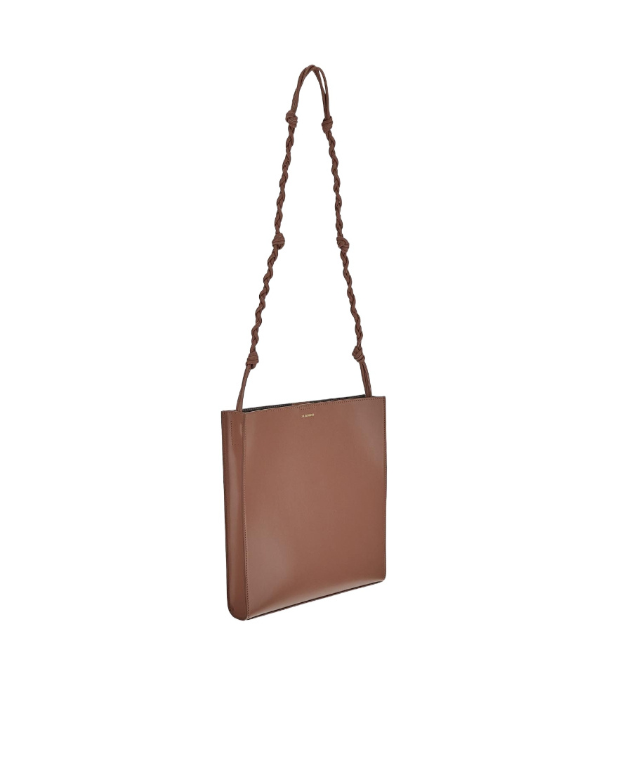 Jil Sander Medium Tangle Leather Shoulder Bag In Brown