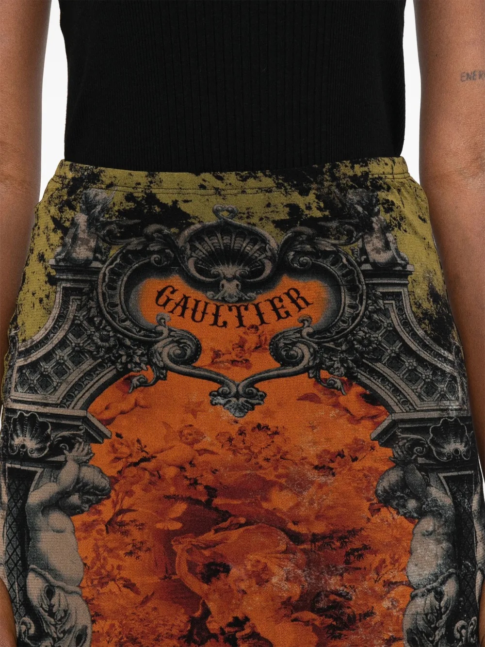 Jean Paul Gaultier Printed Mesh Midi Skirt