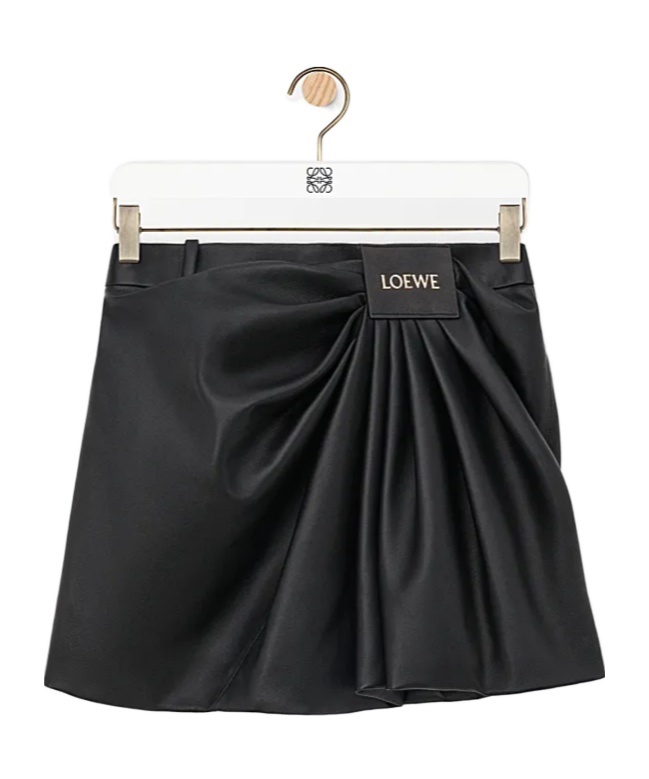 Loewe Draped Skirt In Nappa Lambskin In Black