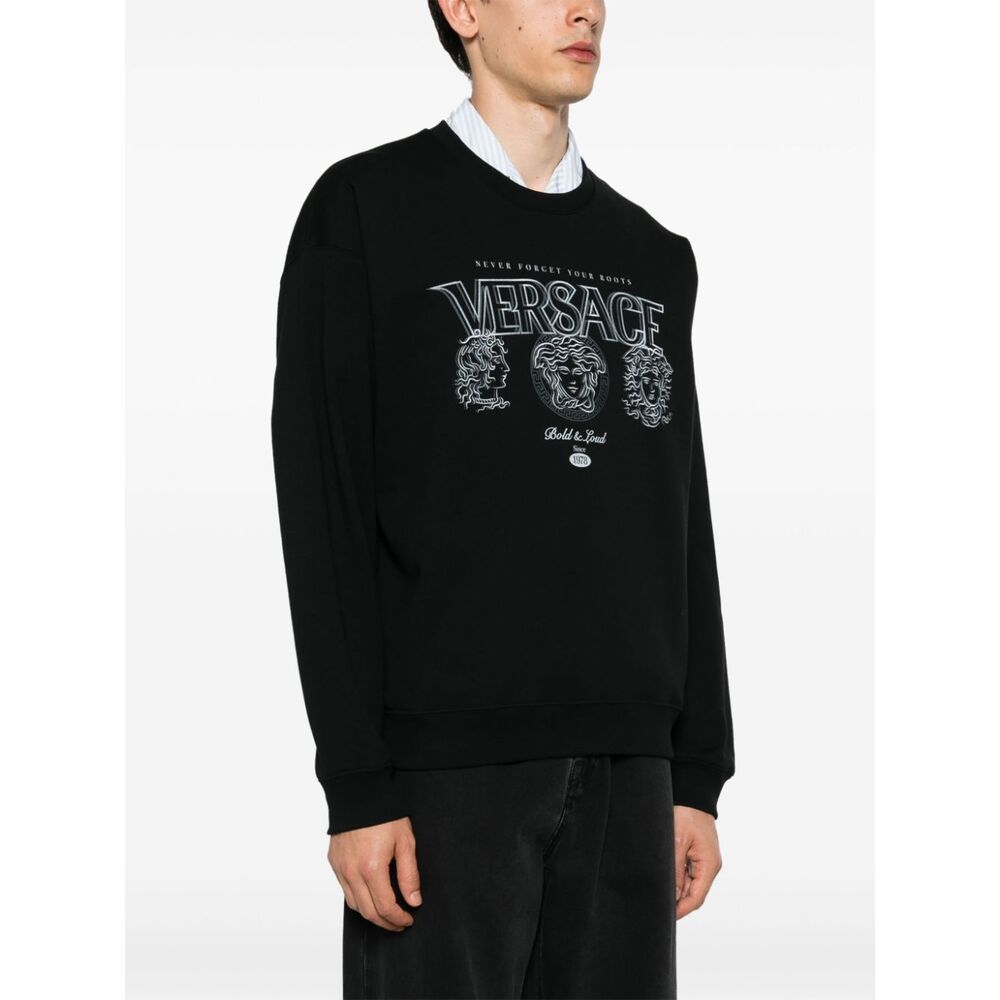 VERSACE LOGO-PRINT COTTON SWEATSHIRT