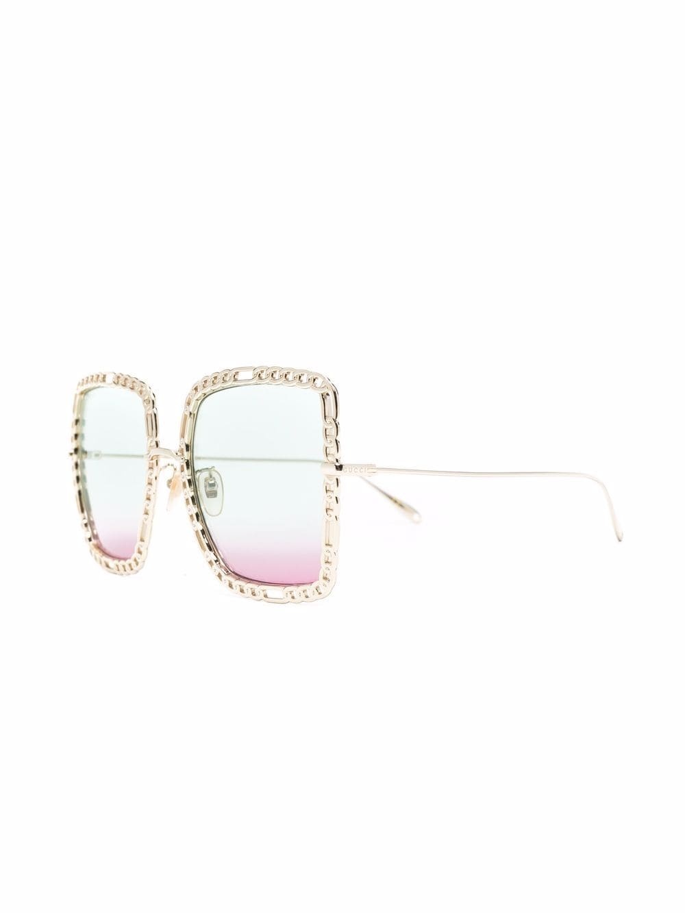 Gucci Chain-detail Rectangle-frame Sunglasses In White