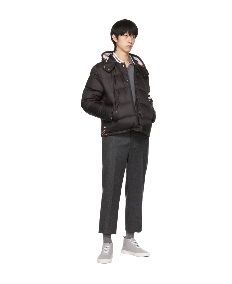 Thom Browne Tb 4bar Cuff Merino Ls Polo Gry In Gray