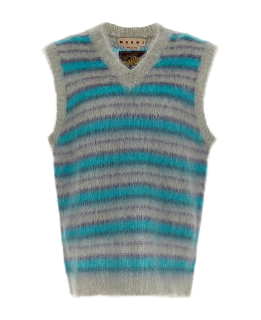 Marni Iconic Brushed Mohair Blend Knit Vest In Gray