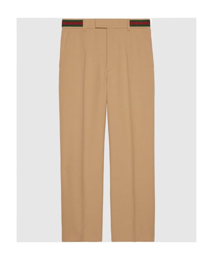 Gucci Web-stripe Trim Cropped Trousers In Brown