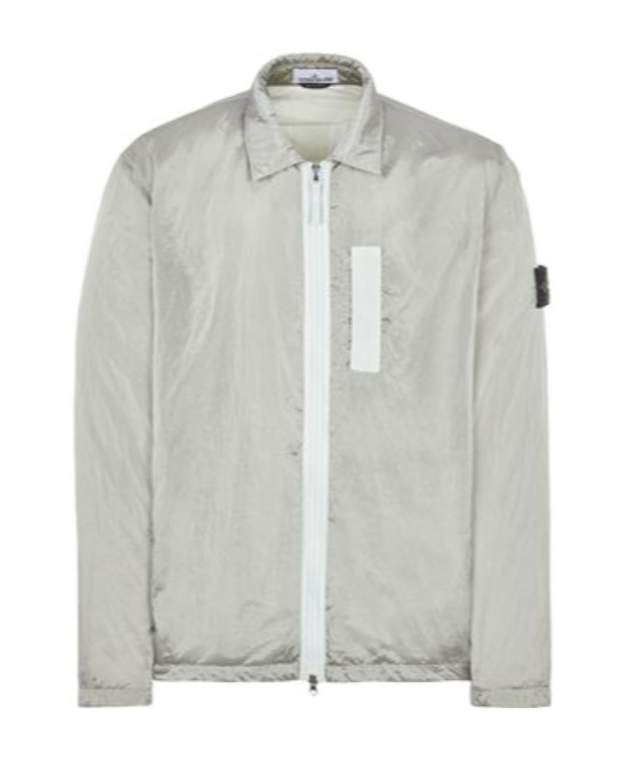 Stone Island Compass Patch Zipped Jacket In Gray