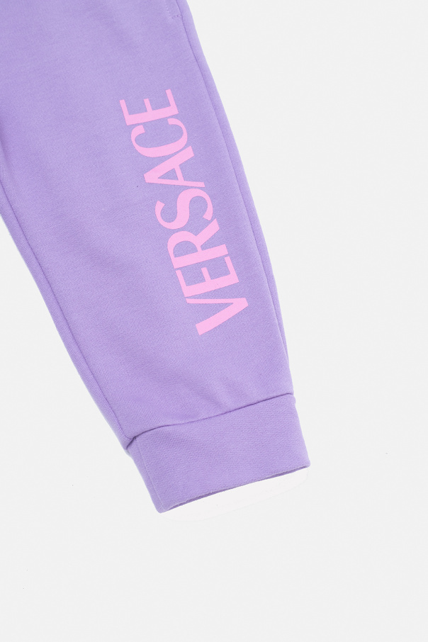 VERSACE VERSACE KIDS LOGO PRINTED STRAIGHT LEG PANTS