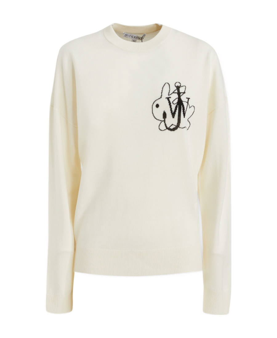 JW ANDERSON JW ANDERSON LOGO INTARSIA KNIT CRENWECK JUMPER