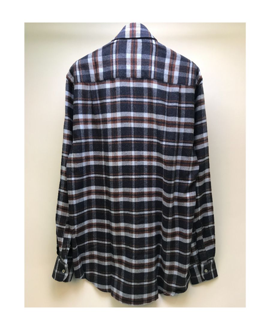 Shop Paul & Shark Lapel Plaid Long-sleeved Shirt In Black