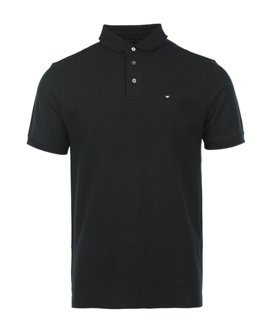 Emporio Armani Embroidered-logo Polo Shirt In Black
