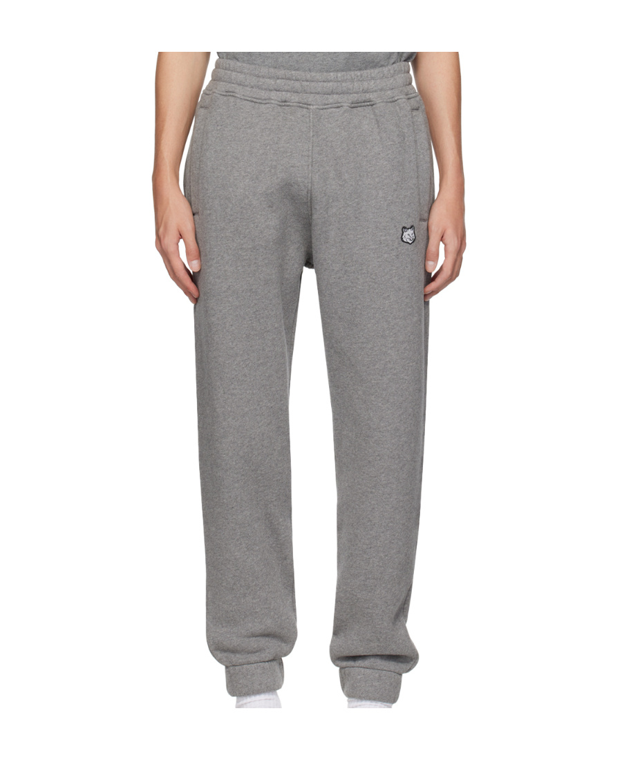 Maison Kitsuné Elasticated-waistband Cotton Track Pants In Gray