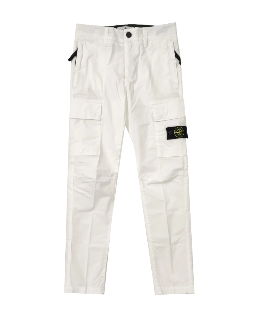 Stone Island Compass-patch Cargo Trousers In White