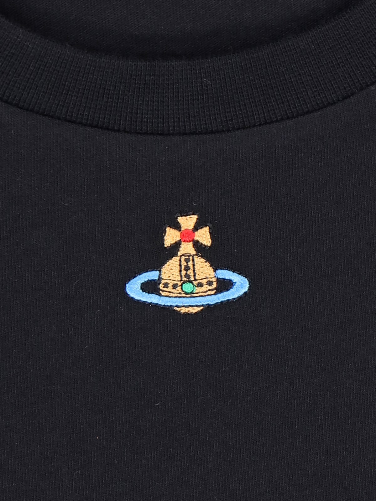 Vivienne Westwood Orb Logo-embroidered Stretch-cotton T-shirt In Black