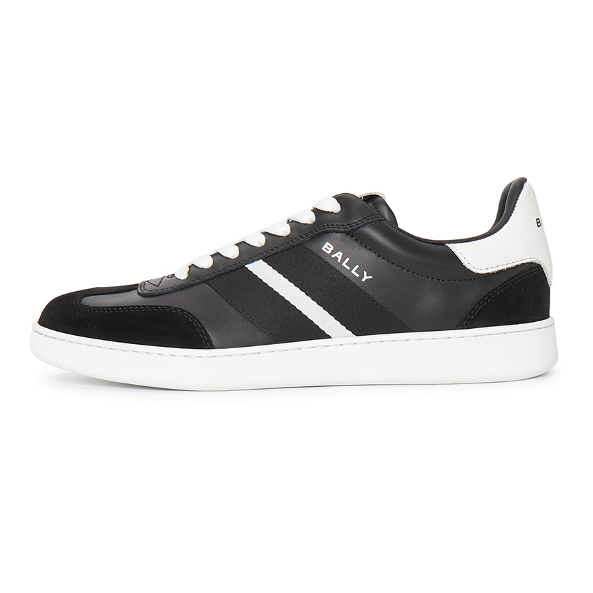 Bally Roget Leather Sneakers Contrast Sole In Black