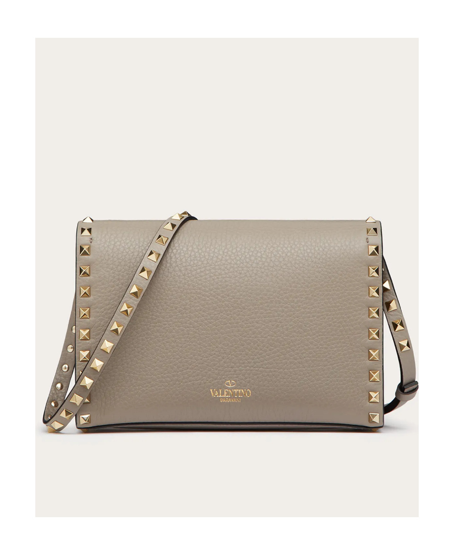 Valentino Calf Leather Rockstud Alcove Shoulder Bag In Nude