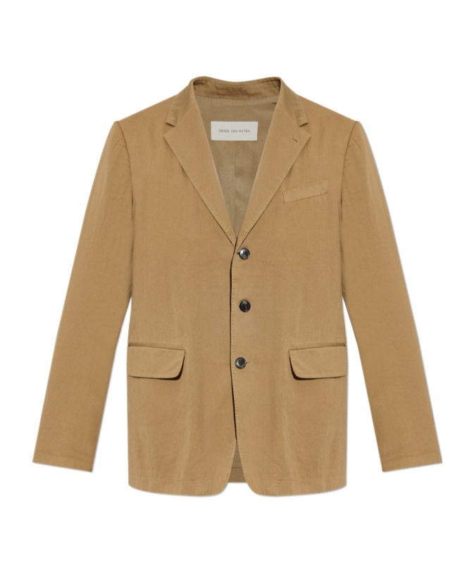 Dries Van Noten Lapel Long Sleeve Blazer In Green