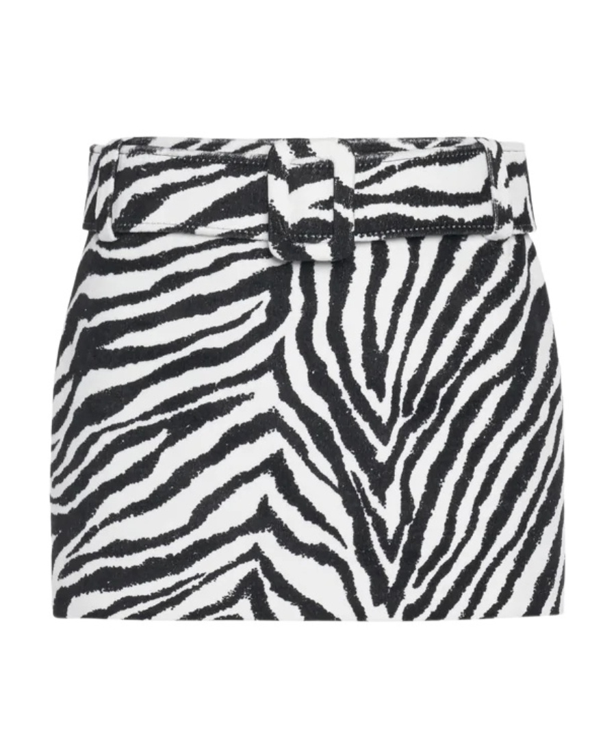 Alessandra Rich Zebra-print Miniskirt In White