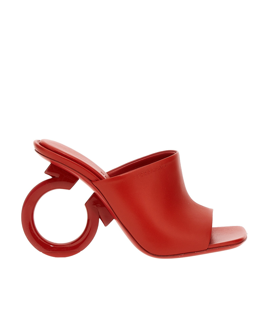 Ferragamo Astro 70 Nappa Leather Mules In Red