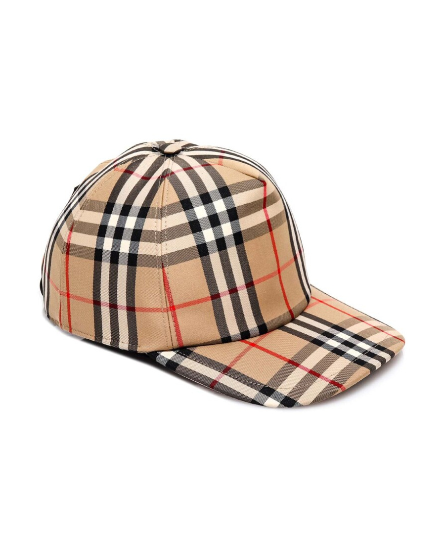 Burberry Check Pattern Cap Curved Brim Design In Brown