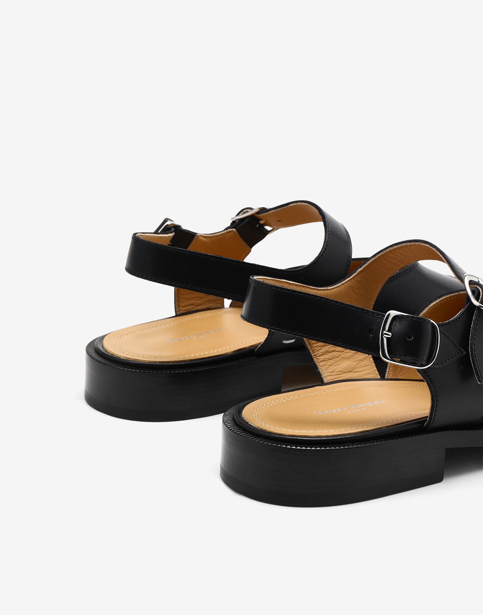 Maison Margiela Tabi Ankle-strap Leather Sandals In Black