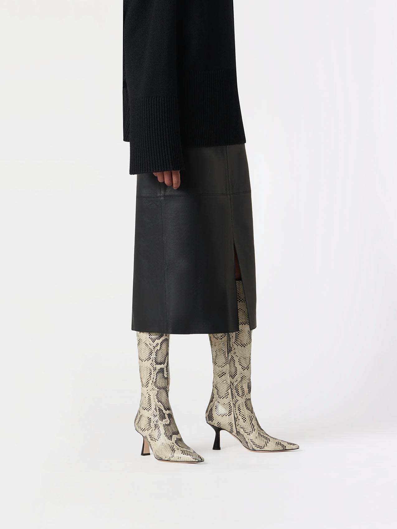 Aeyde Esme 75mm Knee Boots In Nude