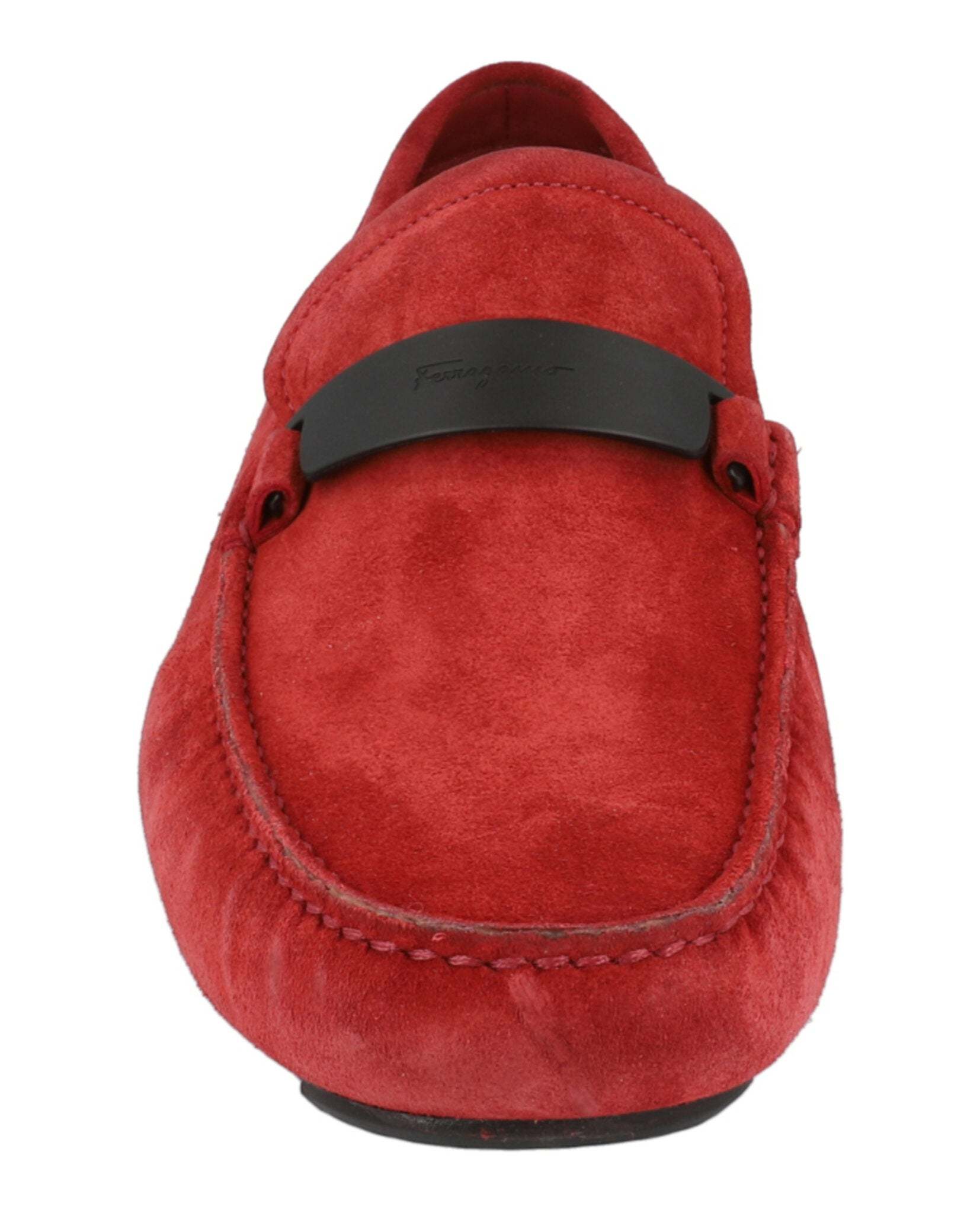 Ferragamo Switch Suede Drivers In Red