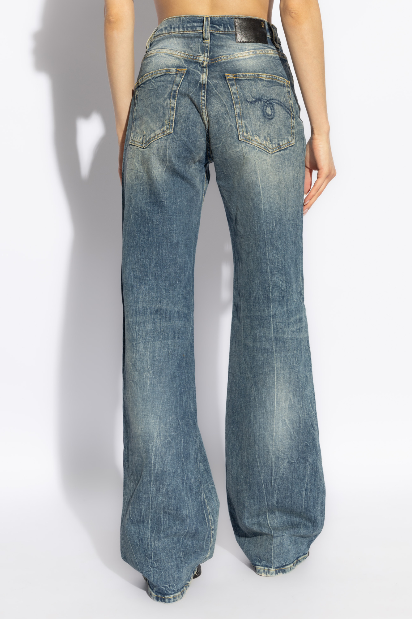 R13 Vintage Effect Jeans In Gray