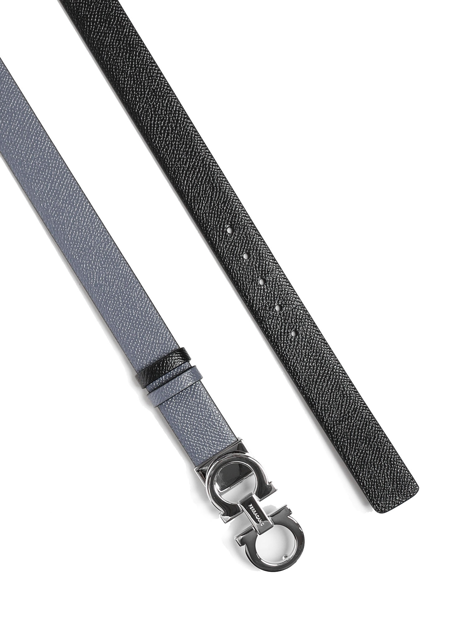 Ferragamo Gancini Reversible And Adjustable Belt In Blue