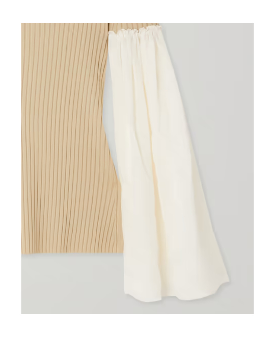 Chloé Logo Lantern Sleeve Rib Wool Blended Pullover In Nude