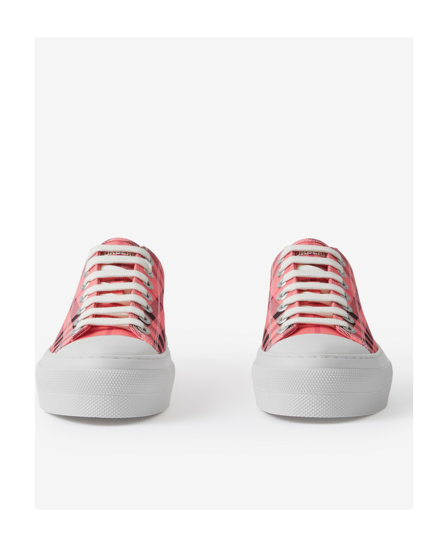 Burberry Check-print Lace-up Sneakers In Pink