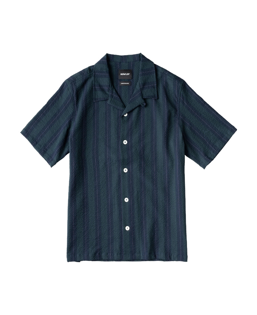 Howlin' Cotton Shirt Short Sleeves Striped Design In Black