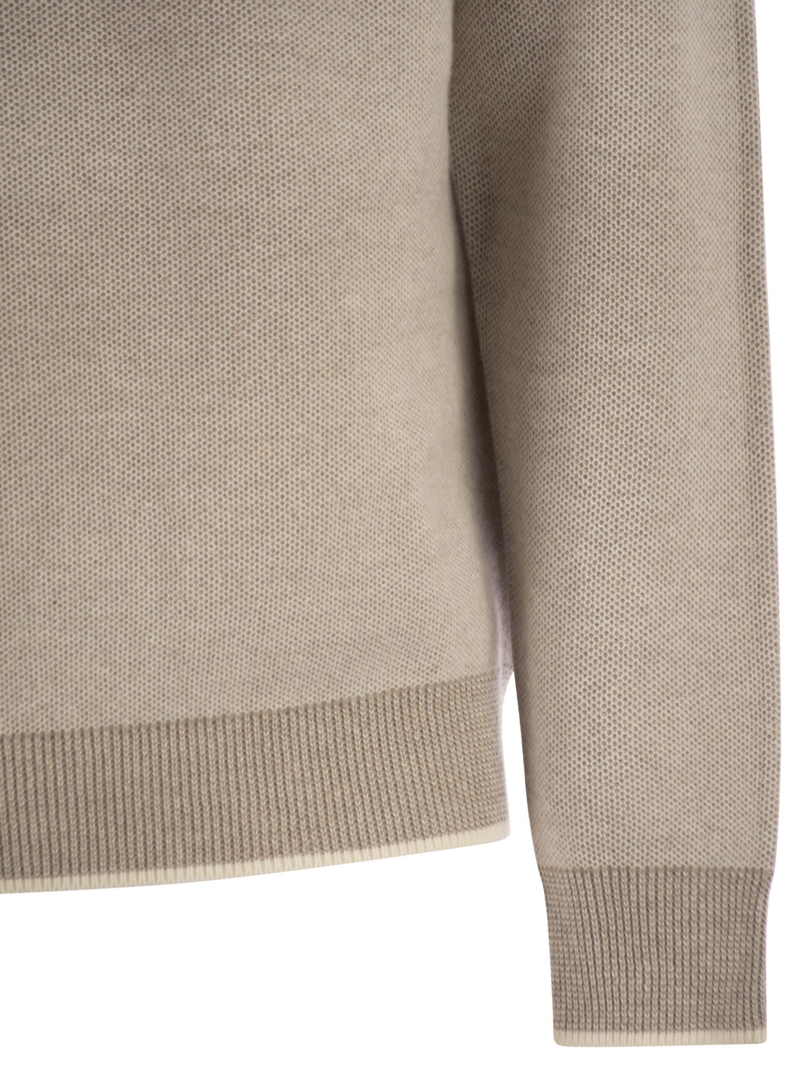 Peserico Long Sleeve Ribbed Sweater In Neutral