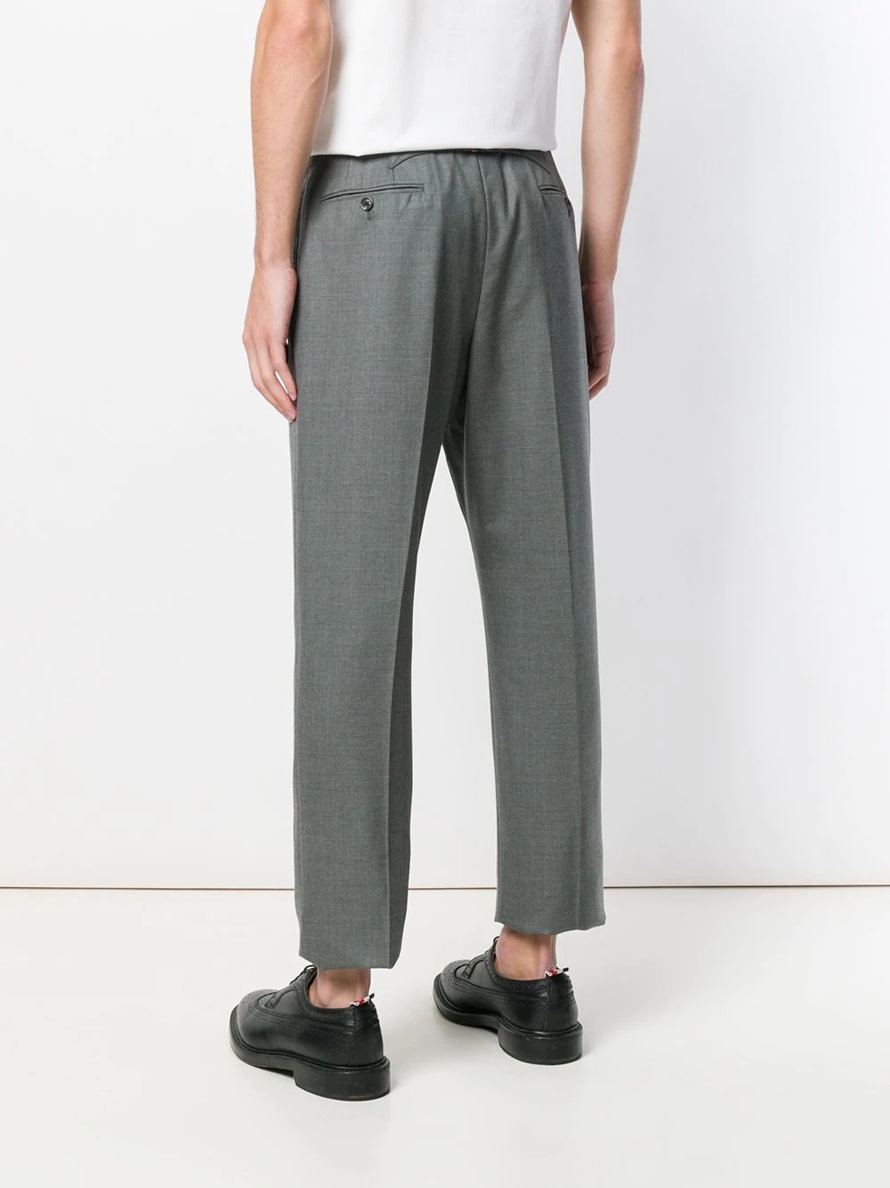 Thom Browne Backstrap Cropped Tailored Trousers In Black