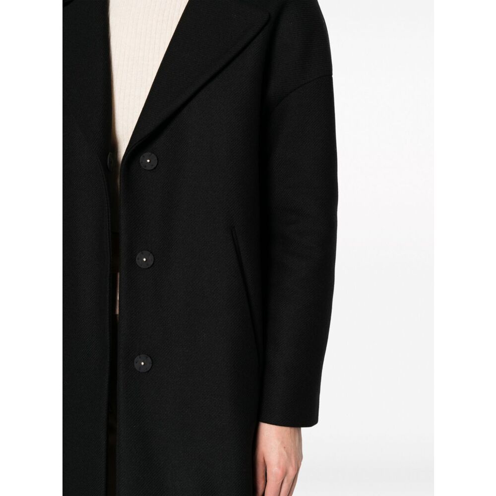 Herno Long Cloth Jacket For Women In Black