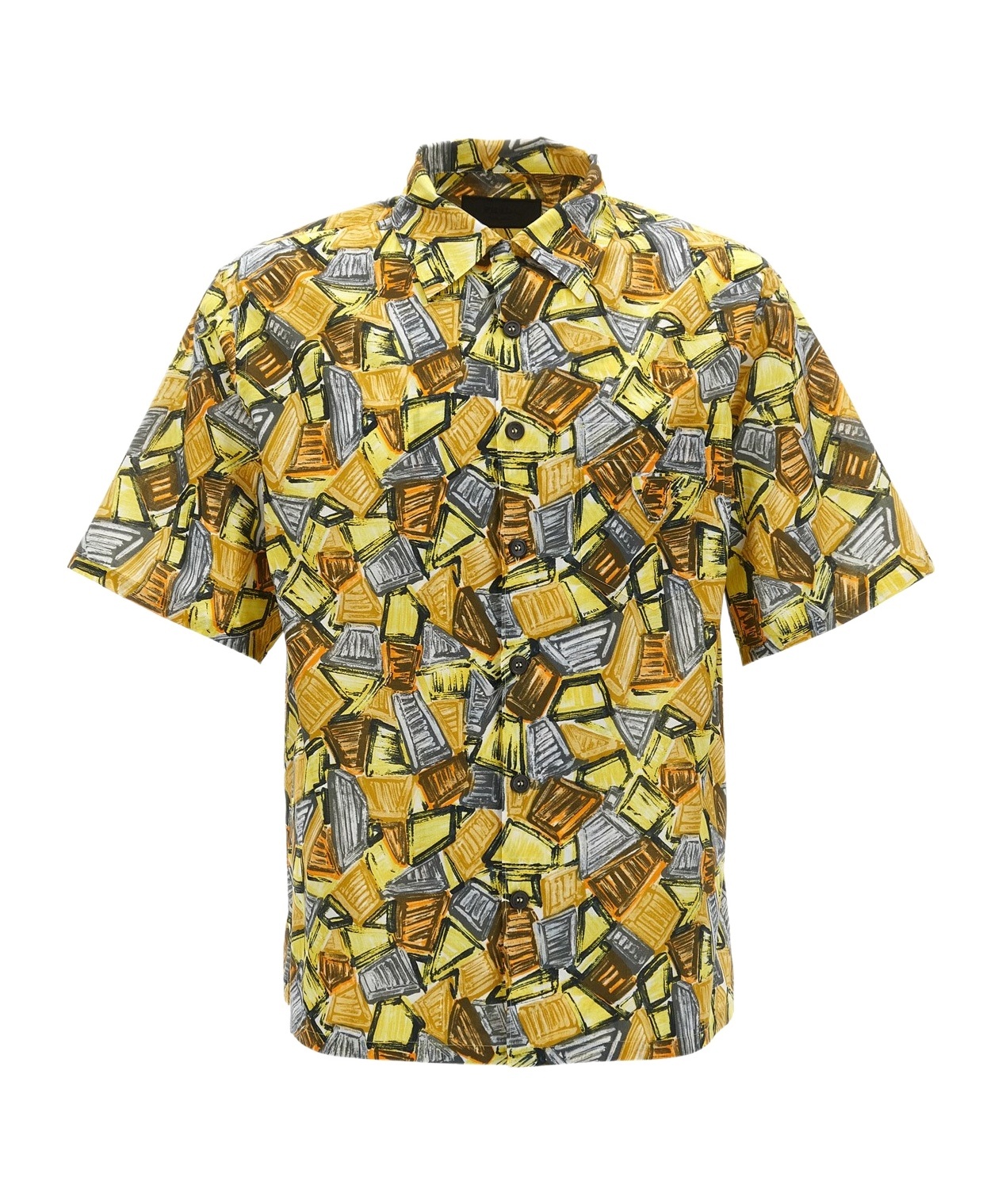 Prada Printed Batista Shirt In Yellow