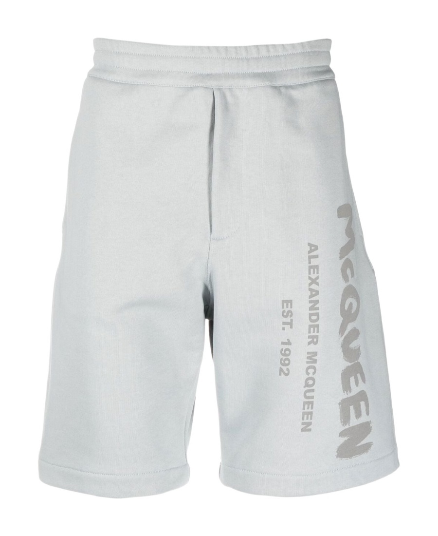 Alexander Mcqueen Graffiti Sweat Shorts In Gray