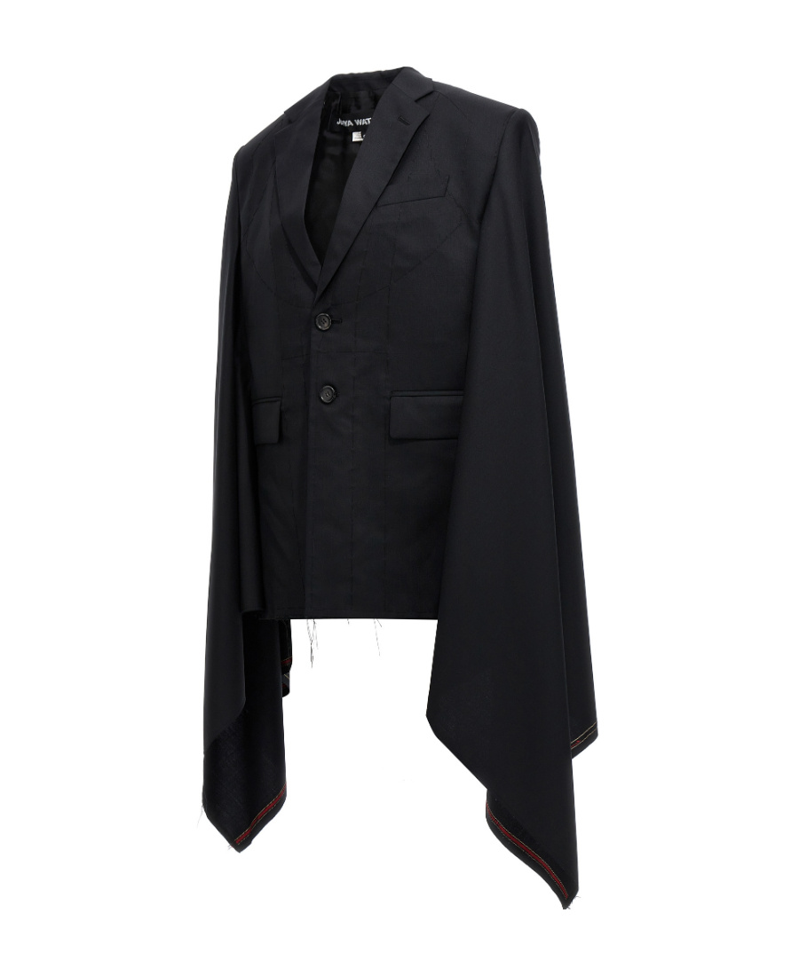 Junya Watanabe Wool Cape With Tailored Fit And Mid-length In Black