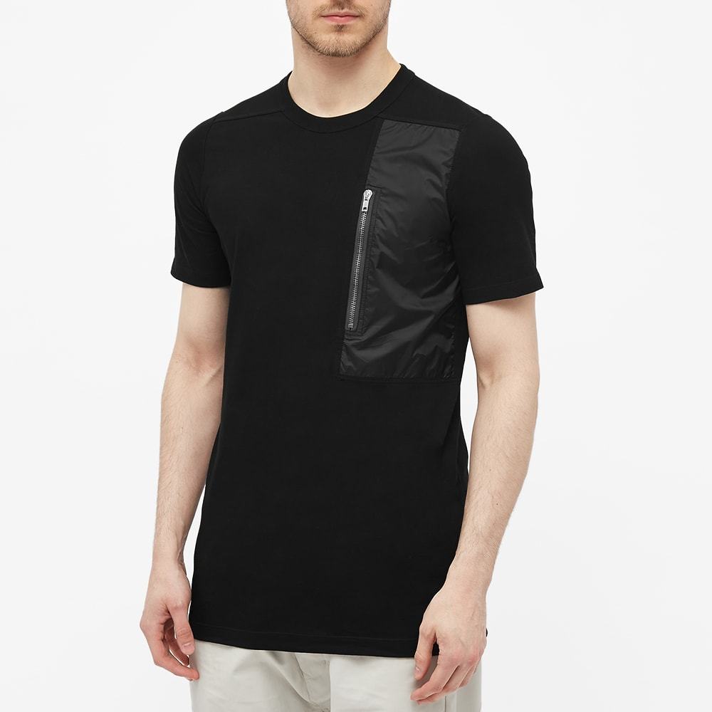 Rick Owens Zipper Patch Bag Spliced Short-sleeved T-shirt In Black