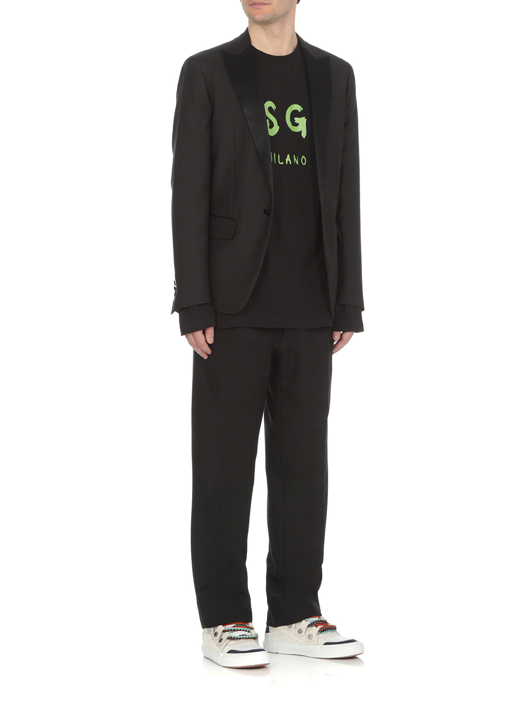 Msgm Front Logo T-shirt In Black