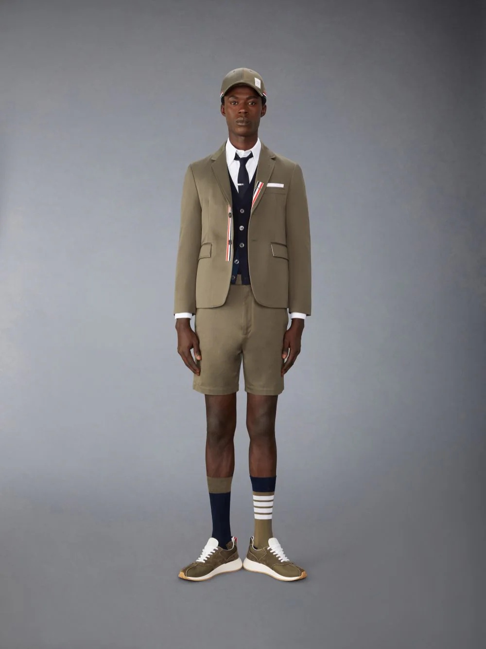 Shop Thom Browne Rwb-striped Cotton Single-breasted Blazer In Brown