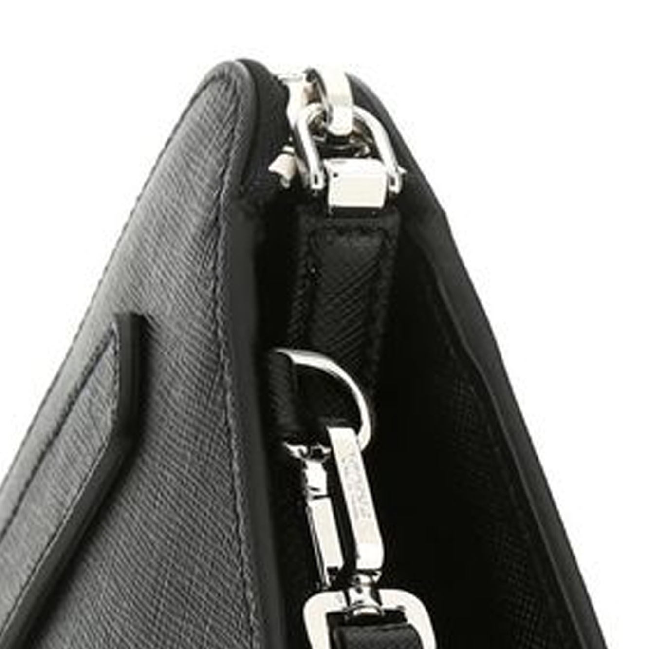 Prada Triangle Logo Leather Clutch Bag In Black