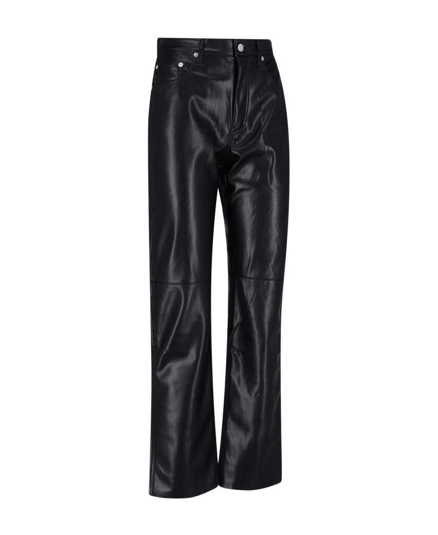 Nanushka Faux-leather Cropped Straight-leg Trousers In Black