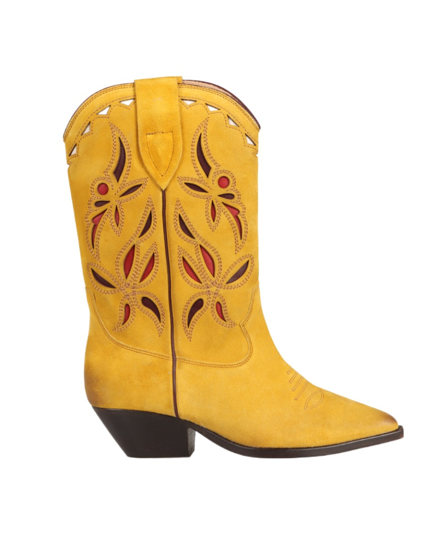 Isabel Marant Duerto Suede Cowboy Boots In Yellow