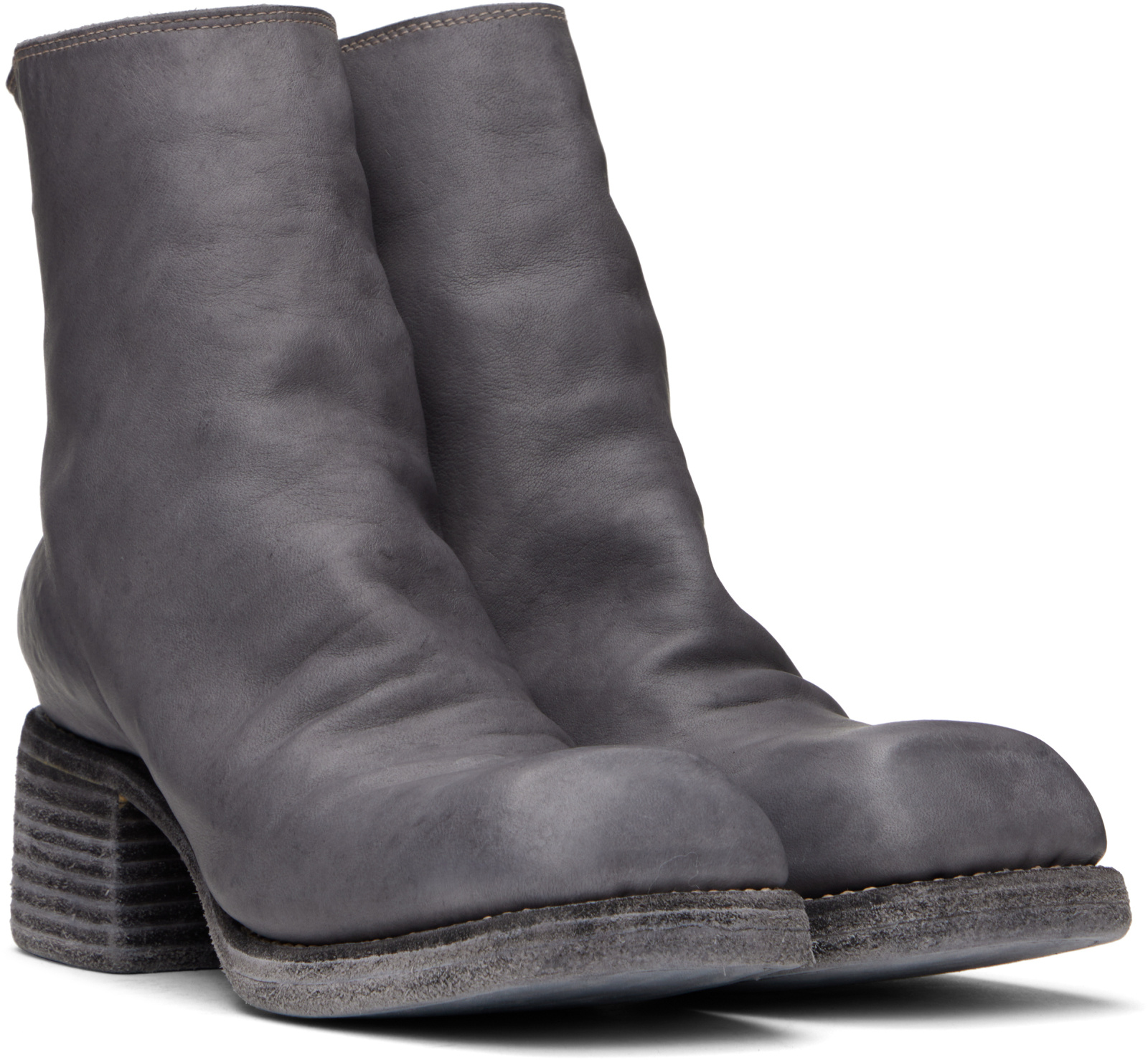 Guidi Square-toed Ankle Boots In Gray