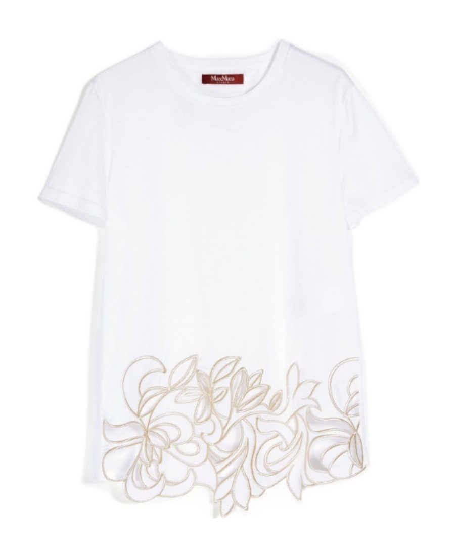Max Mara Embroidered Decorative T-shirt In White